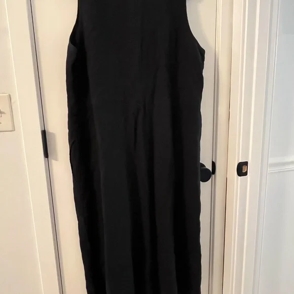 FLAX Women’s 100% Linen Black Maxi Dress Sleeveless Lagenlook Cottagecore Large - Picture 4 of 13